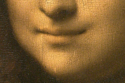 close up of mona lisa's smile