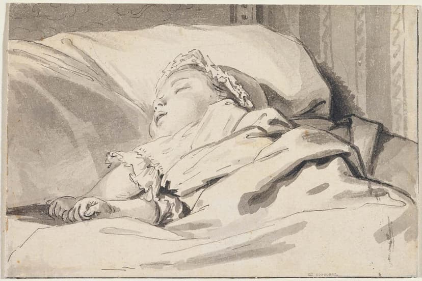 The Artist's Daughter Asleep Facing Left, Jean-Michel Moreau le Jeune, 1770