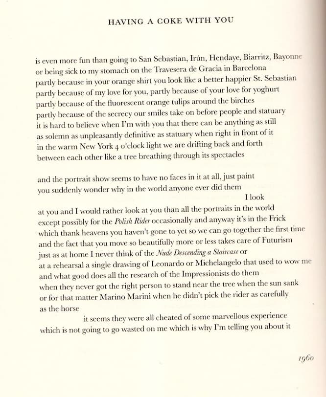 Having a Coke with you, Frank O'Hara, 1964